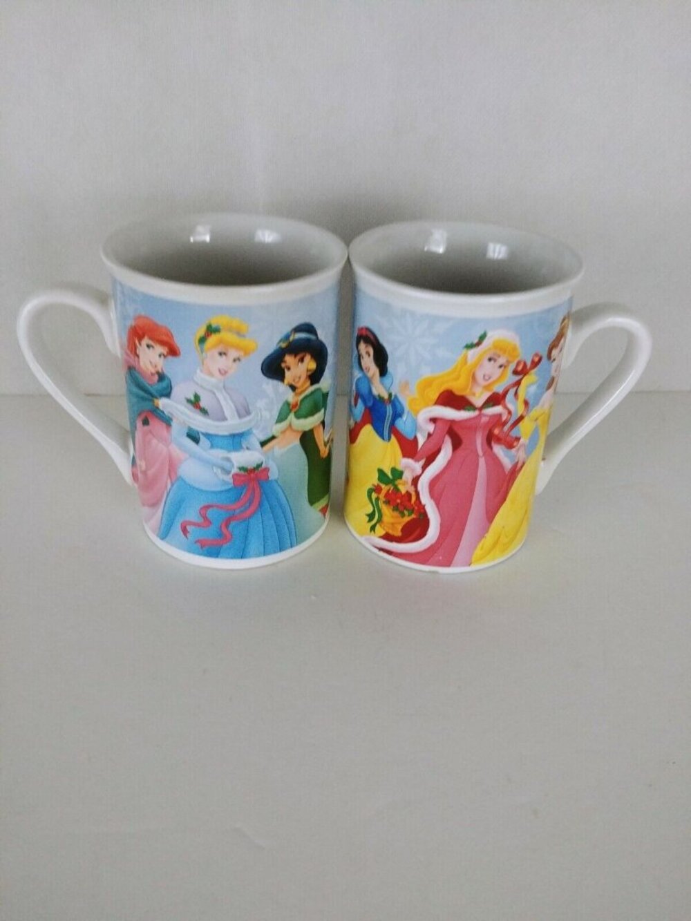 2 2008 DISNEY SIX PRINCESSES MUG CUP 4" tall
